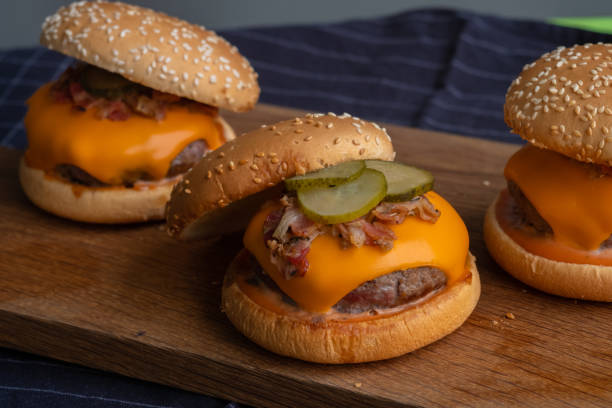 istock close up homemade  hamburger. (selective focus) 1158239042