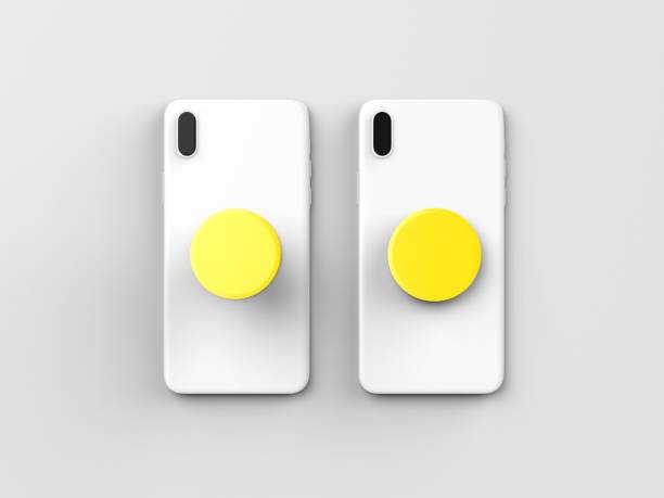 istock Blank smart phone pop socket stand and holder for branding. 3d rendering illustration. 1158239077