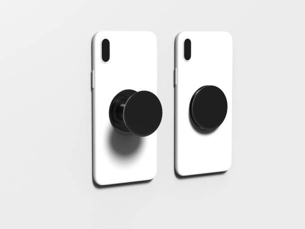 istock Blank smart phone pop socket stand and holder for branding. 3d rendering illustration. 1158239092
