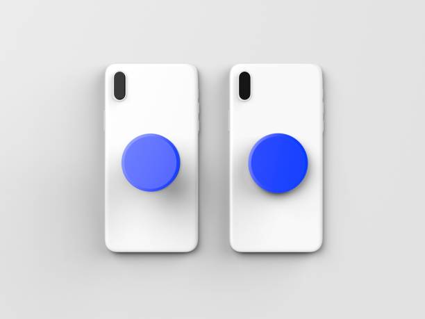 istock Blank smart phone pop socket stand and holder for branding. 3d rendering illustration. 1158239106