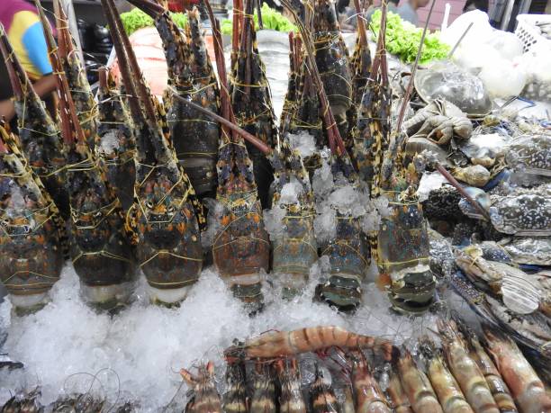 istock Shrimps, lobsters and crabs at a Thai market 1158239145
