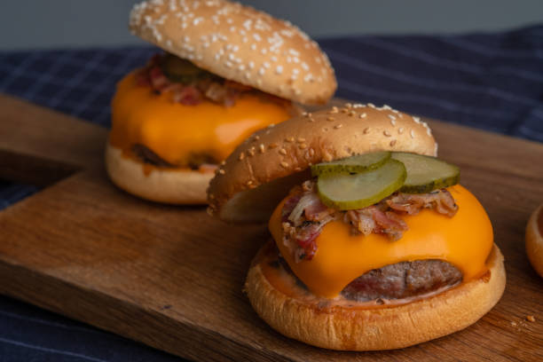 istock close up homemade  hamburger. (selective focus) 1158239383