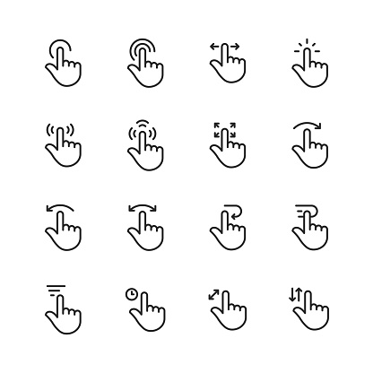 16 Touch Screen Gestures  Outline Icons.