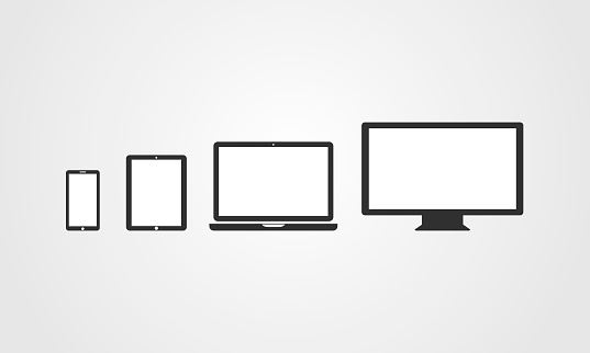 Device icons. smartphone, tablet, laptop and desktop computer