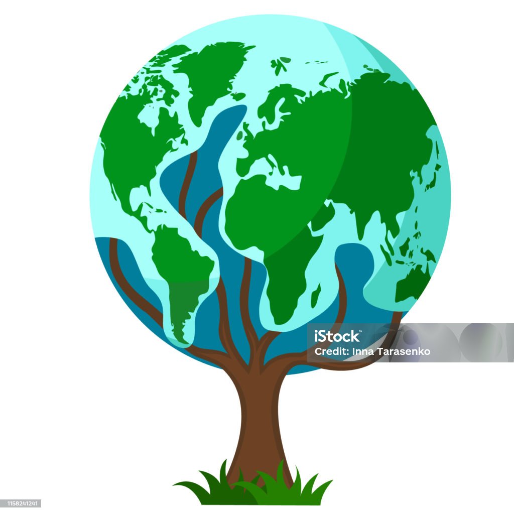 Hành Tinh Trái Đất Mọc Trên Một Cái Cây Logo Sinh Thái Trên Một ...