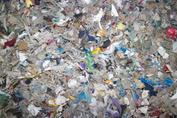 istock shredded waste dirty mixed plastic textiles and other 1158243410