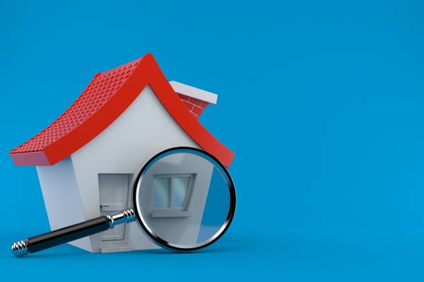 istock Small house with magnifying glass 1158244704