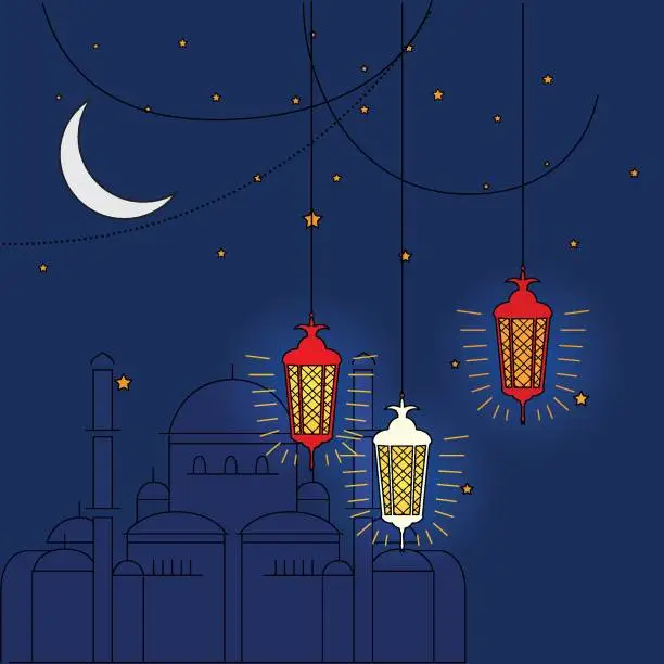 Vector illustration of Ramadan Kareem Night Banner