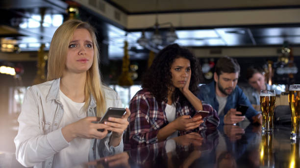 istock Blond lady checking sport bets in smartphone, upset about losing game, defeat 1158250797