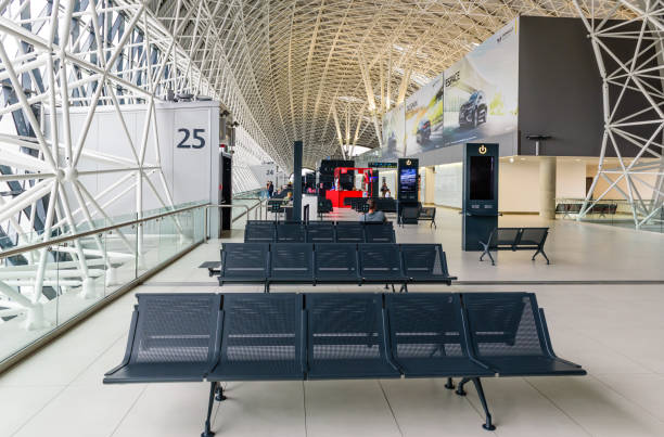 Zagreb, Croatia - September 23, 2018: Zagreb international airport. Interior of the terminal
