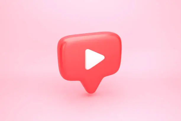 Photo of Red message bubble with play video button