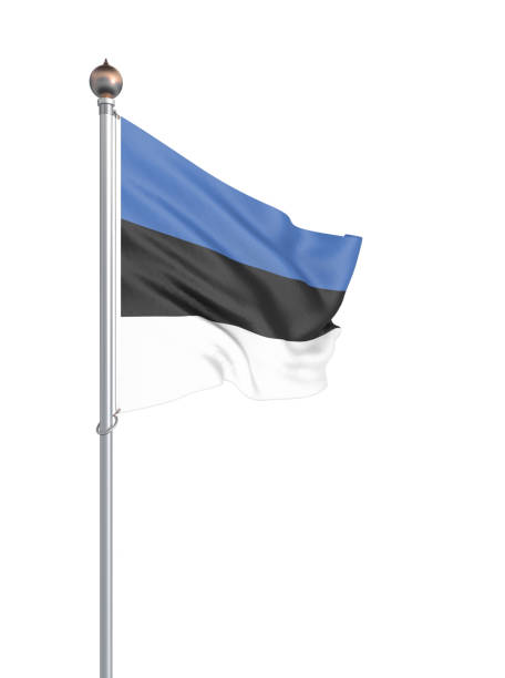 istock Estonia flag blowing in the wind. Background texture. 3d rendering, wave. - Illustration. Isolated on white. 1158260189