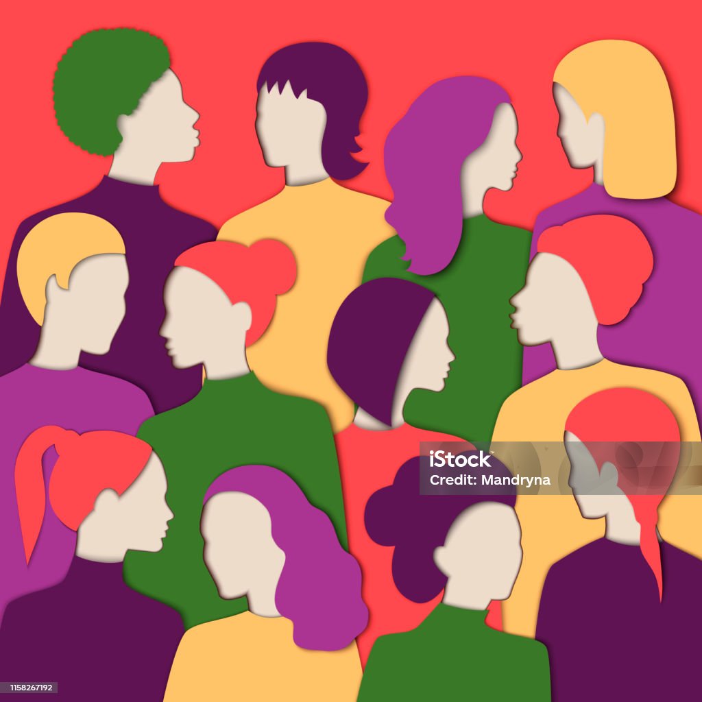 Multinational Faces Multinational Womens Faces Illustration Different Races Womens Paper ...