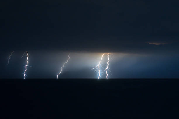 istock Several lightning strikes next to each other over the Adriatic Sea 1158267962