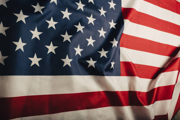 istock Closeup of ruffled American flag 1158268078