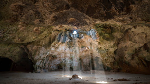 пещера куадирикири, национальный парк арикок, аруба - cave canyon rock eroded стоковые фото и изображения