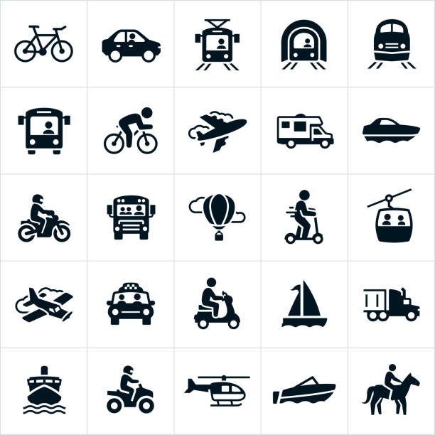 illustrations, cliparts, dessins animés et icônes de icônes de transport - scooter