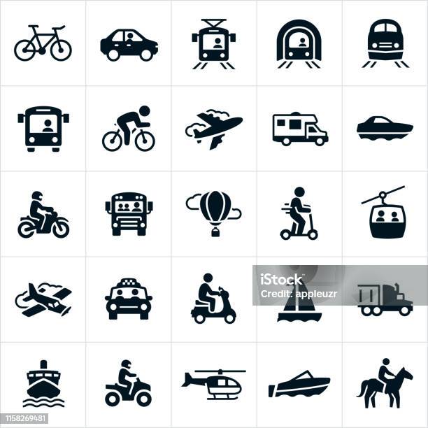 Transportation Icons Stock Illustration - Download Image Now - Icon, Transportation, Motorcycle