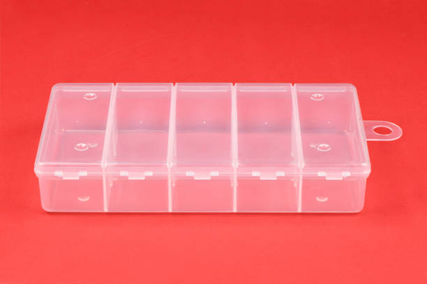 istock Food plastic box isolated on red. 1158270387