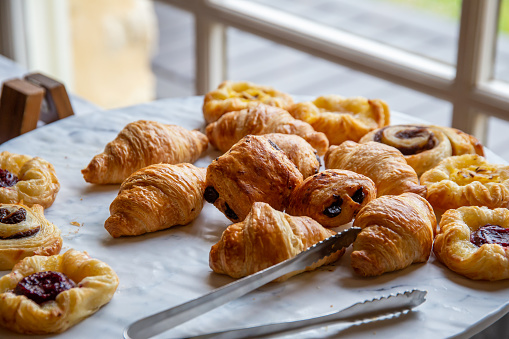 Assortment of french baked breakfast pastries