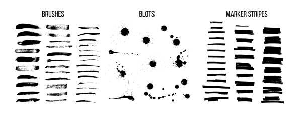 ilustrações, clipart, desenhos animados e ícones de os cursos pretos da escova da tinta vector o jogo - ink drop