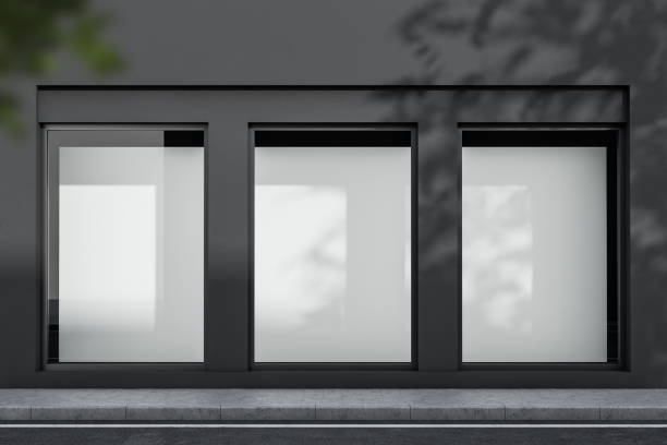 istock Gray building exterior with mock up posters 1158278419
