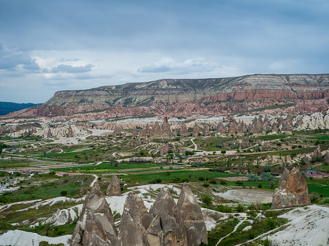 Goreme, Cappadocia, Central Anatolia Region, Turkey - May 11 2019 : Landscape of Cappadocia on Turkey.