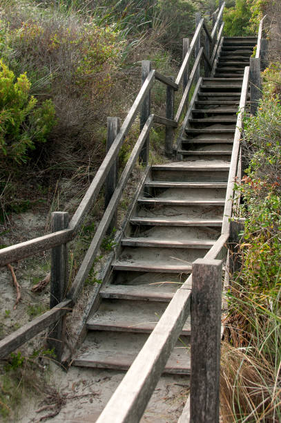istock Empty Outdoor Wooden Staircase 1158283383