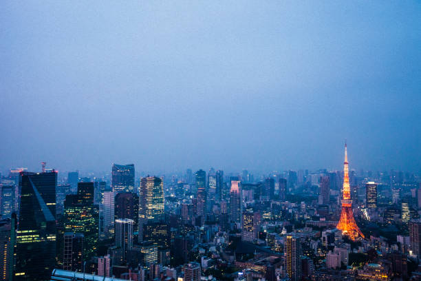 istock Illuminated Tokyo Tower and skyline at night from Roppongi Hills 1158287627
