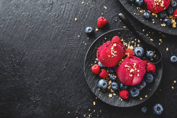 istock Berry refreshing ice cream scoops on plate 1158287696