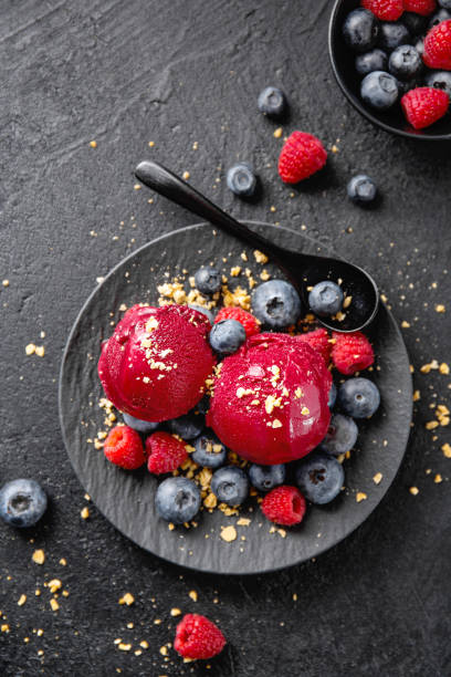 istock Berry refreshing ice cream scoops on plate 1158288551