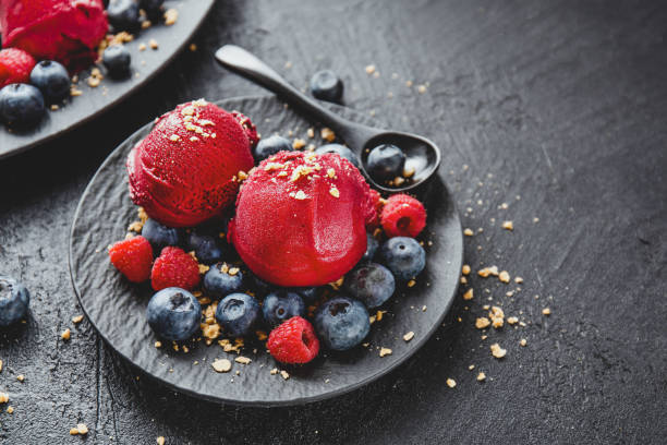istock Berry refreshing ice cream scoops on plate 1158288580