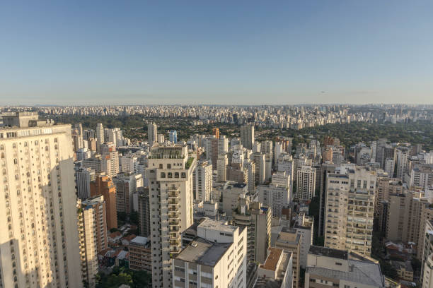 sao paulo stadtblick von der spitze des gebäudes - southeastern region sao paulo state sao paulo brazil stock-fotos und bilder