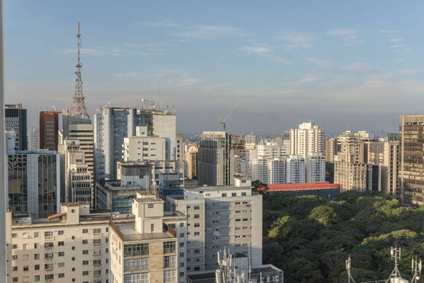 sao paulo stadtblick von der spitze des gebäudes - southeastern region sao paulo state sao paulo brazil stock-fotos und bilder