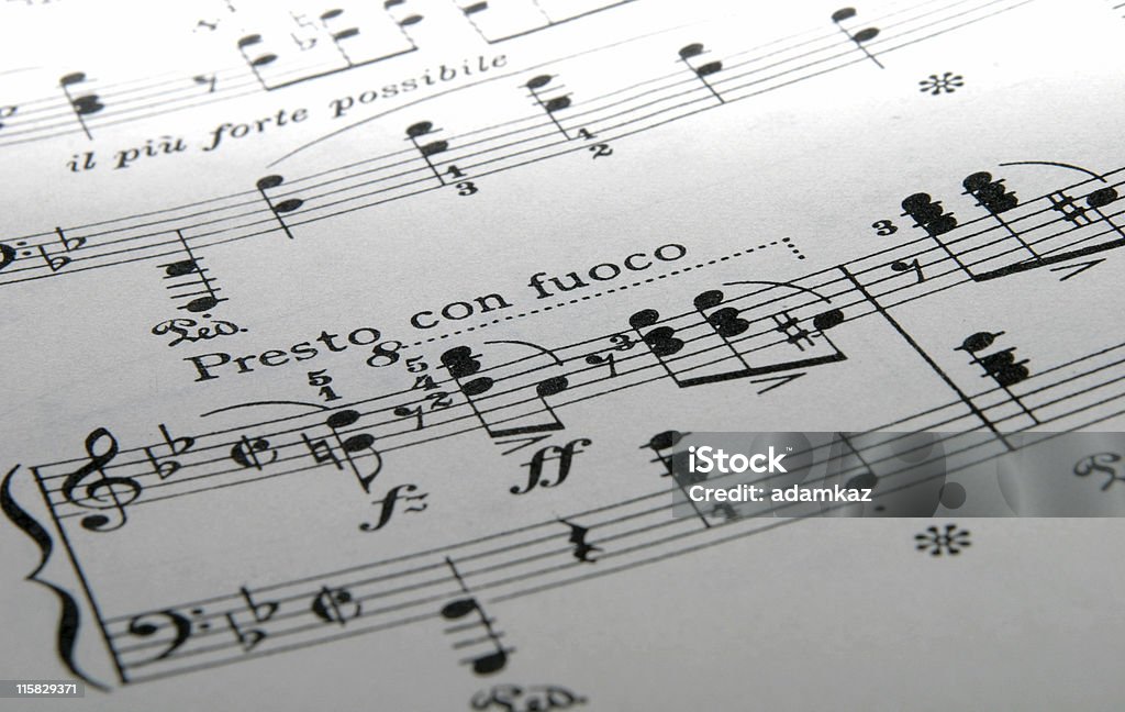 Sheet music Macro sheet music shot. Frederic Chopin Stock Photo