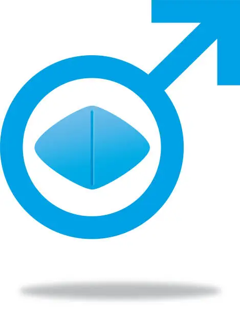 Vector illustration of Male Symbol Impotence Tablet