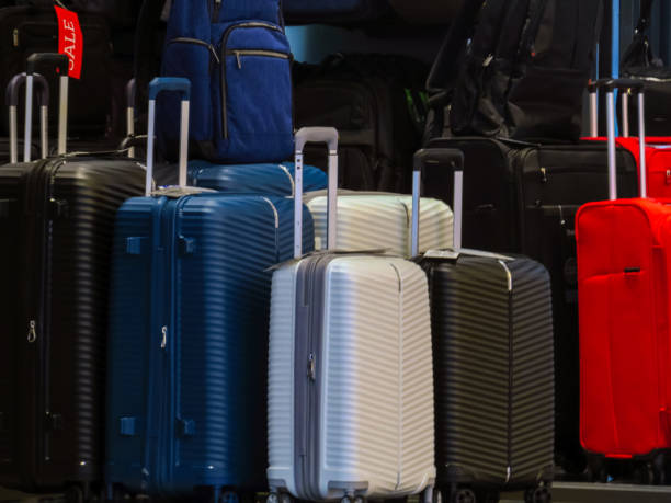 Luggage in stock ready to sell stock photo
