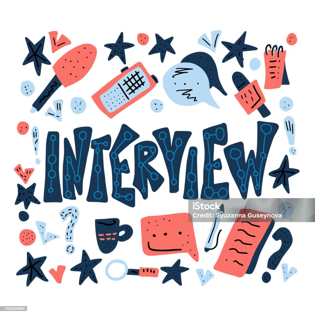 Interview Design Poster Vector Text With Signs Stock Illustration ...