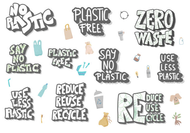 plastikowa koncepcja wektora wolna z tekstem i symbolami. - plastic bag bag transparent plastic stock illustrations