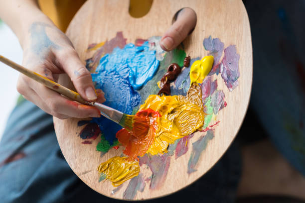 istock fine art school artist mix acrylic paint palette 1158304949