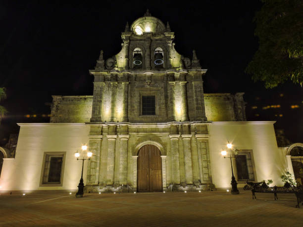 istock Sacred heart church. Frontal view at night. 1158313285
