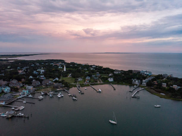istock Aerial View of Ocracoke Harbor at Sunset 1158318132