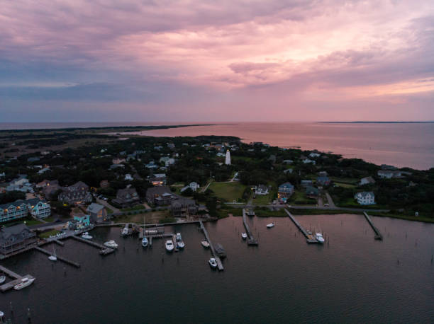 istock Aerial View of Ocracoke Harbor at Sunset 1158318169