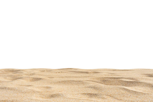 ビーチ砂のテクスチャディカットクリッピングパス白の背景 - sand beach ストックフォトと画像