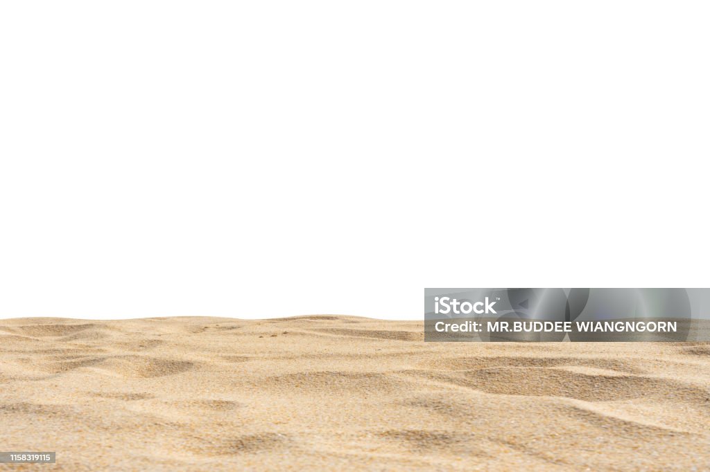 海灘沙紋理 Di-Cut 裁剪路徑白色背景 - 免版稅沙圖庫照片