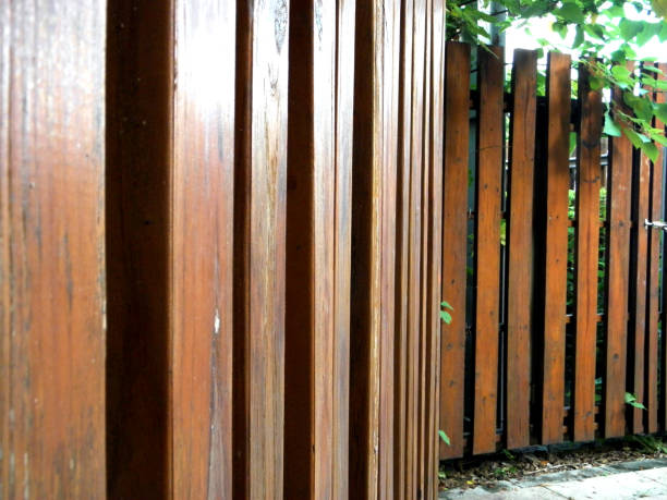 istock Wooden fence. Separate and protect private property. 1158328357