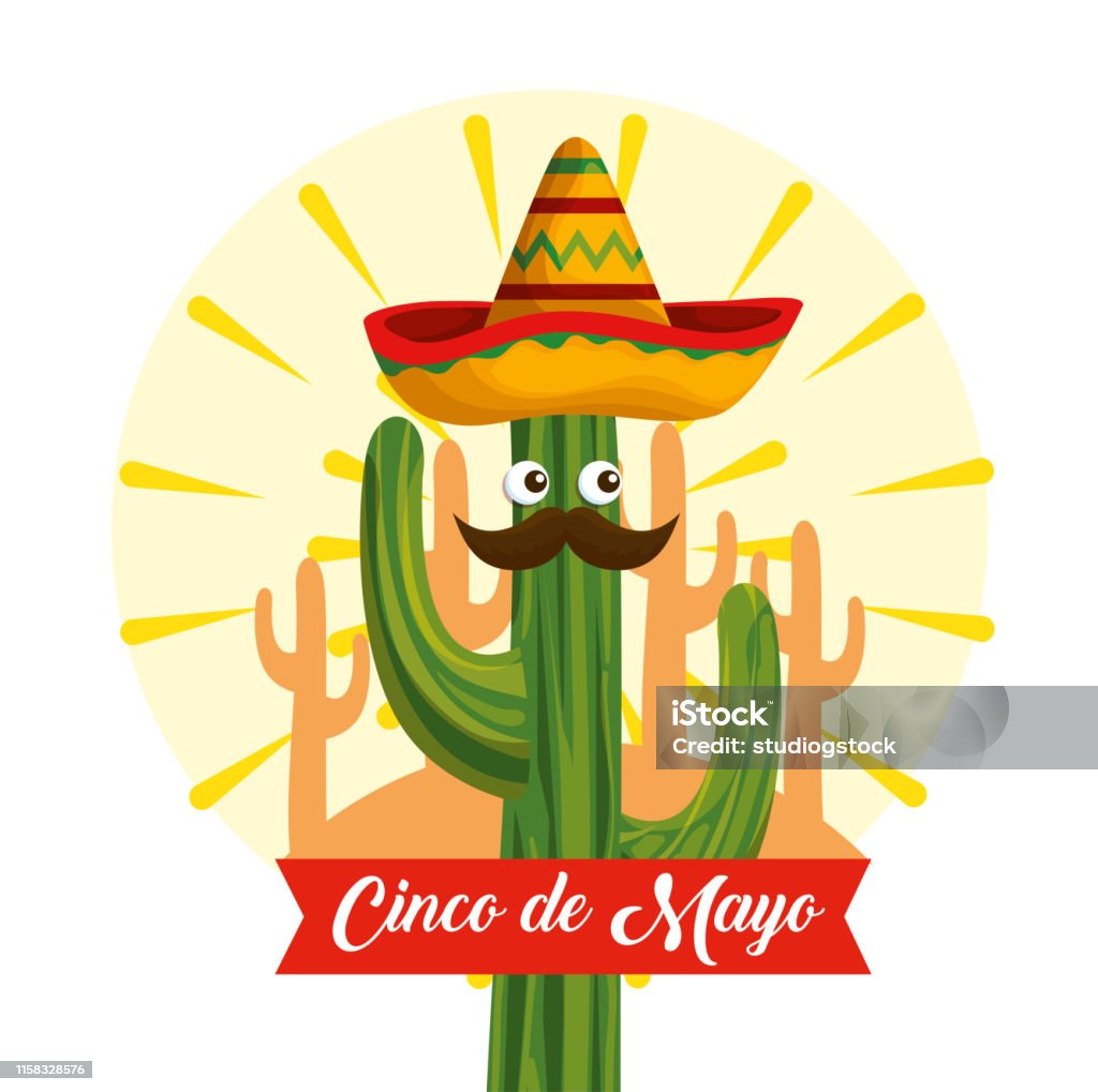 Ilustración de Cactus Con Los Ojos Usando Sombrero Mexicano Para Event y  más Vectores Libres de Derechos de Acontecimiento - iStock