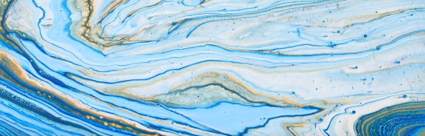istock photography of abstract marbleized effect background. Blue, mint, gold and white creative colors. Beautiful paint. banner 1158329307