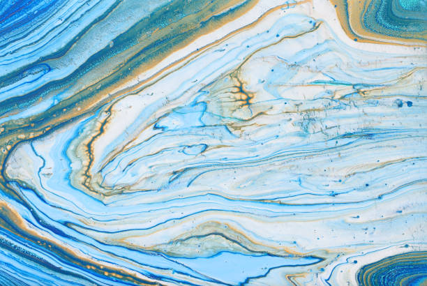 istock photography of abstract marbleized effect background. Blue, mint, gold and white creative colors. Beautiful paint. 1158329334