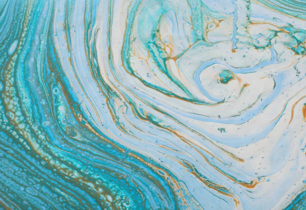 istock photography of abstract marbleized effect background. Blue, mint, gold and white creative colors. Beautiful paint. 1158329338